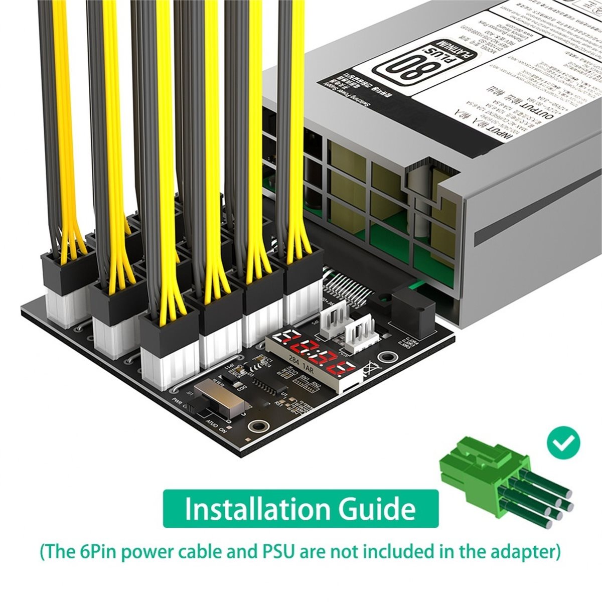 2400W Server Psu Breakout Board - Плата-разветвитель с 12 портами PCIe и